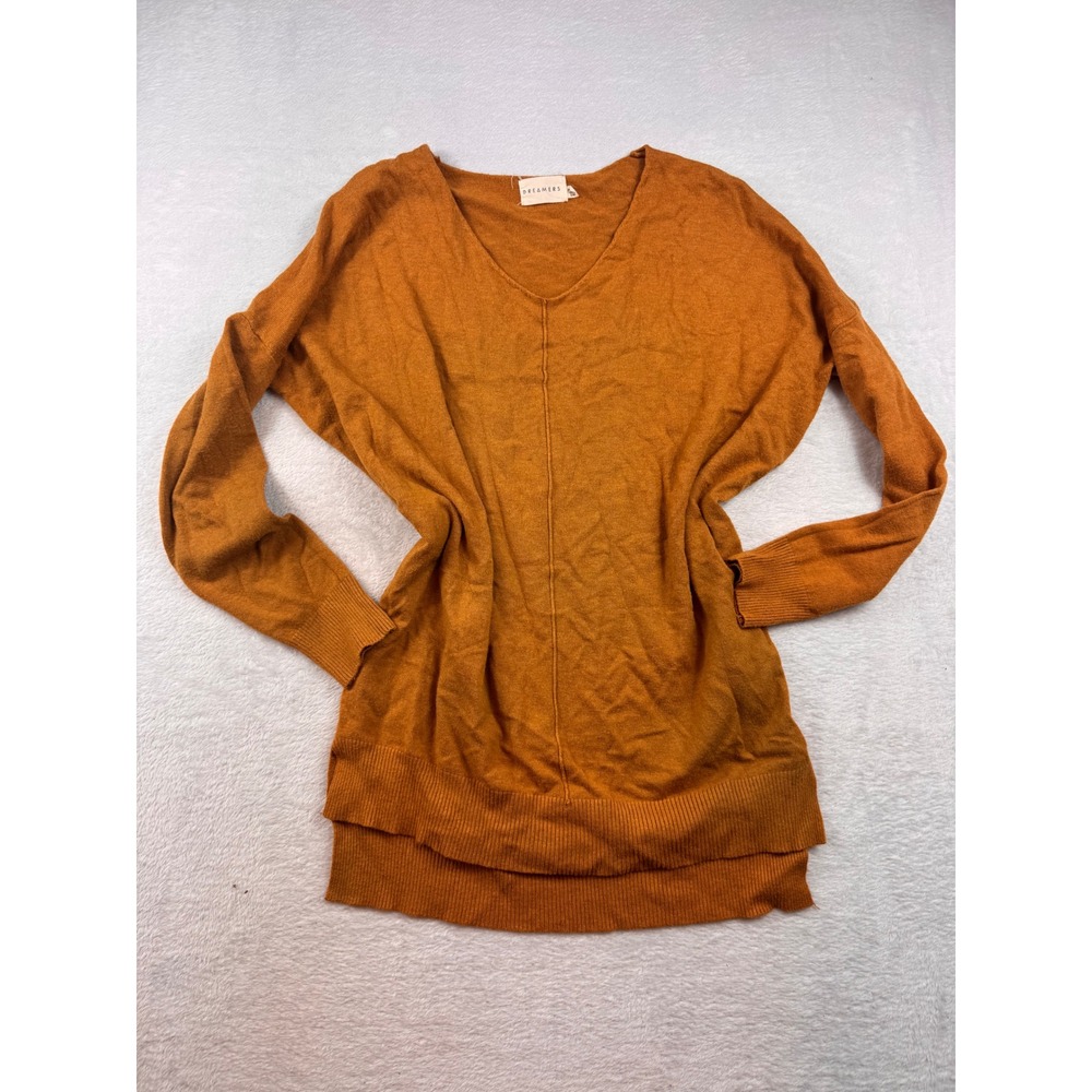 Dreamers by Debut Rust Orange V-Neck Dolman Sweater T3638 SM